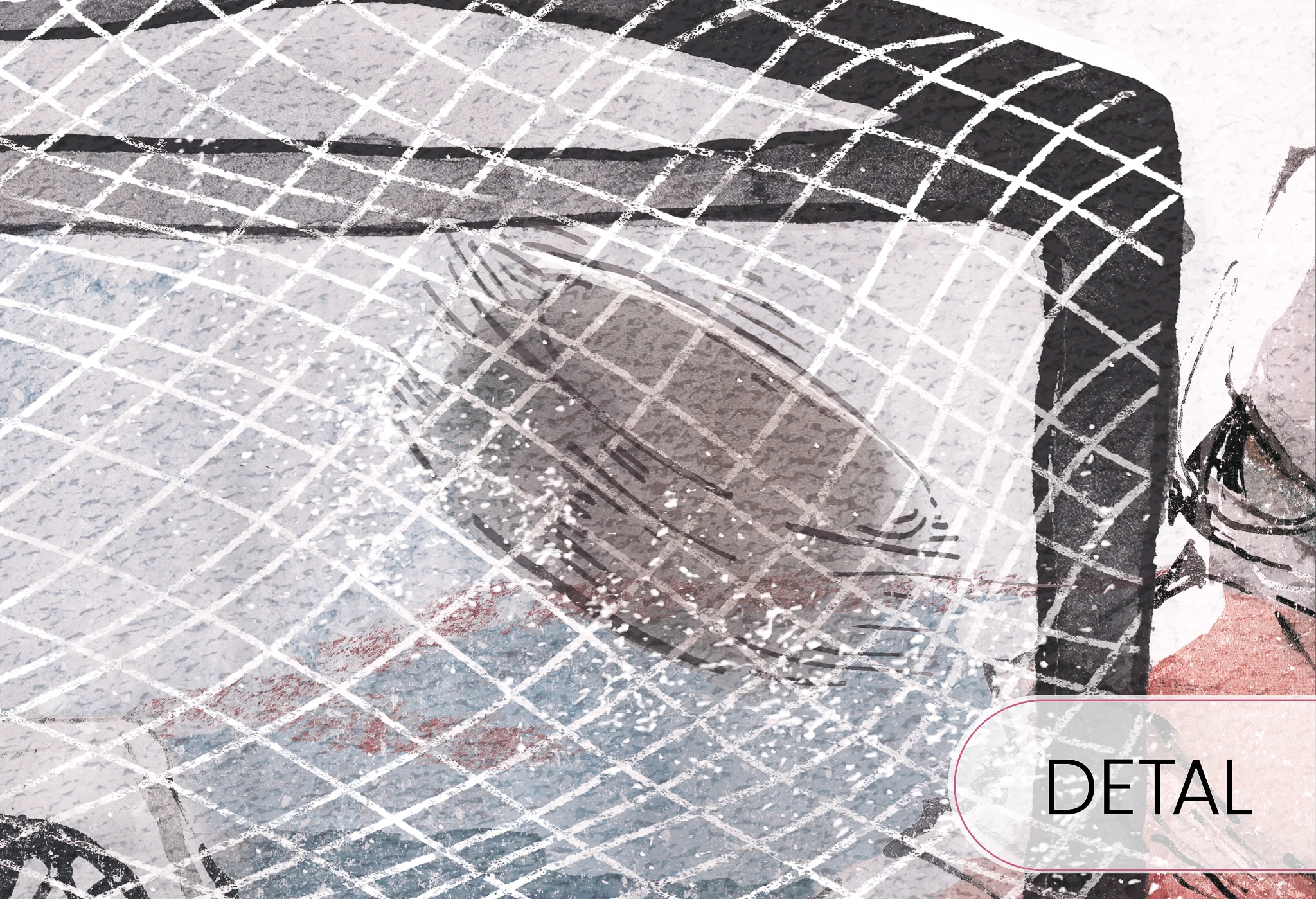 HOCKEY - red-- tapeta z motywem hokeja do pokoju nastolatka