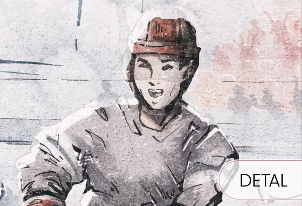 HOCKEY - red-- tapeta z motywem hokeja do pokoju nastolatka - detal