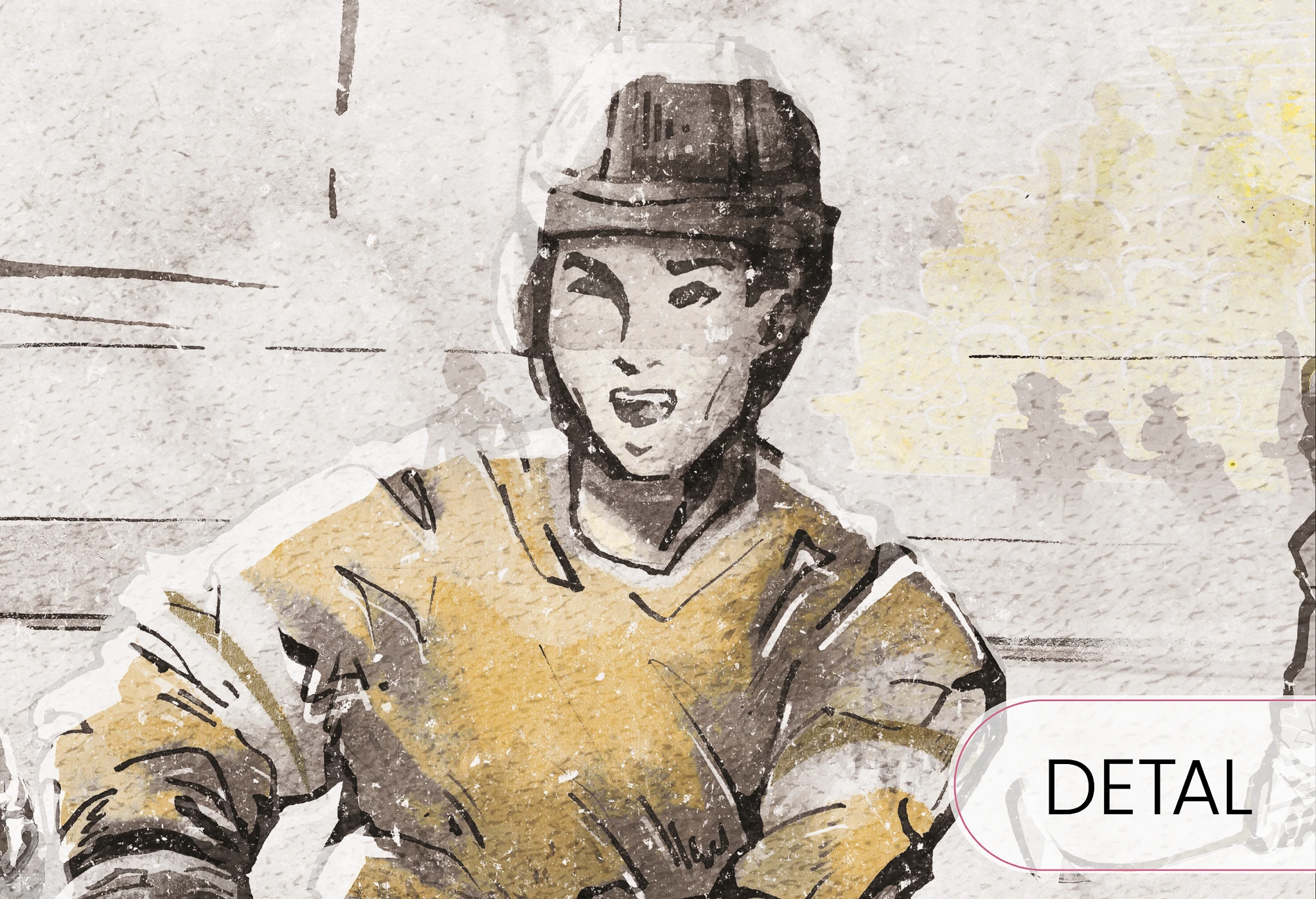 HOCKEY - yellow - tapeta z motywem hokeja do pokoju chłopca