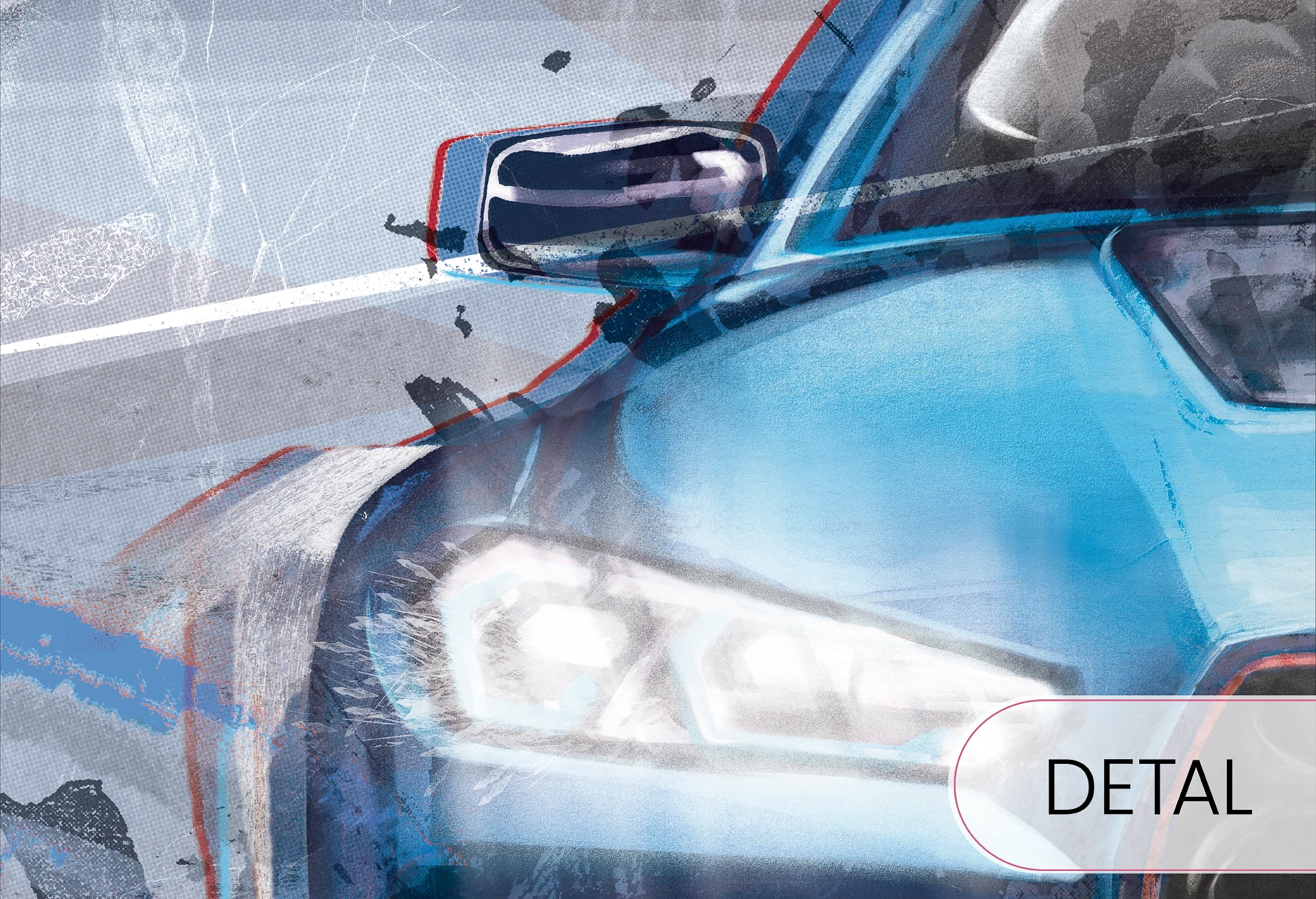 FAST CAR - blue- tapeta z motywem auta  do pokoju chłopca