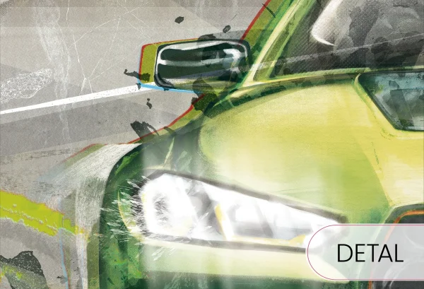 FAST CAR - green -  tapeta z samochodem do pokoju nastolatka - detal