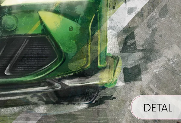 FAST CAR - green -  tapeta z samochodem do pokoju nastolatka - detal