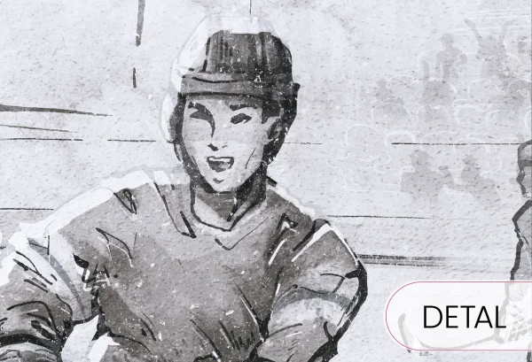 HOCKEY -ice grey  - tapeta z motywem hokeja do pokoju chłopca - detal