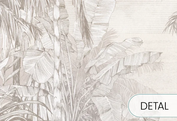 Borneo - beige - tapeta w palmy do sypialni lub salonu - detal