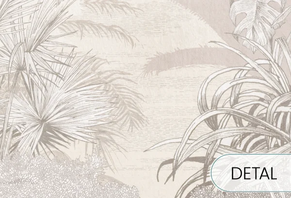 Borneo - beige - tapeta w palmy do sypialni lub salonu - detal