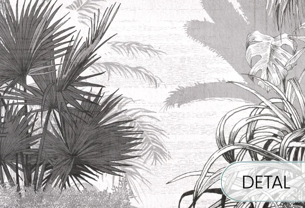 BORNEO - black - tropikalna tapeta z palmami i egzotycznym krajobrazem - detal