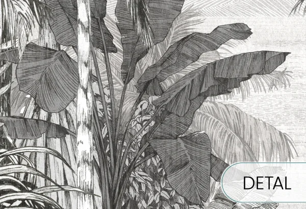 BORNEO - black - tropikalna tapeta z palmami i egzotycznym krajobrazem - detal