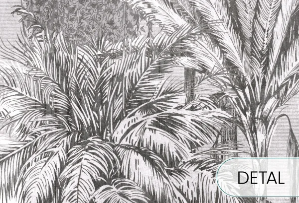 BORNEO - black - tropikalna tapeta z palmami i egzotycznym krajobrazem - detal