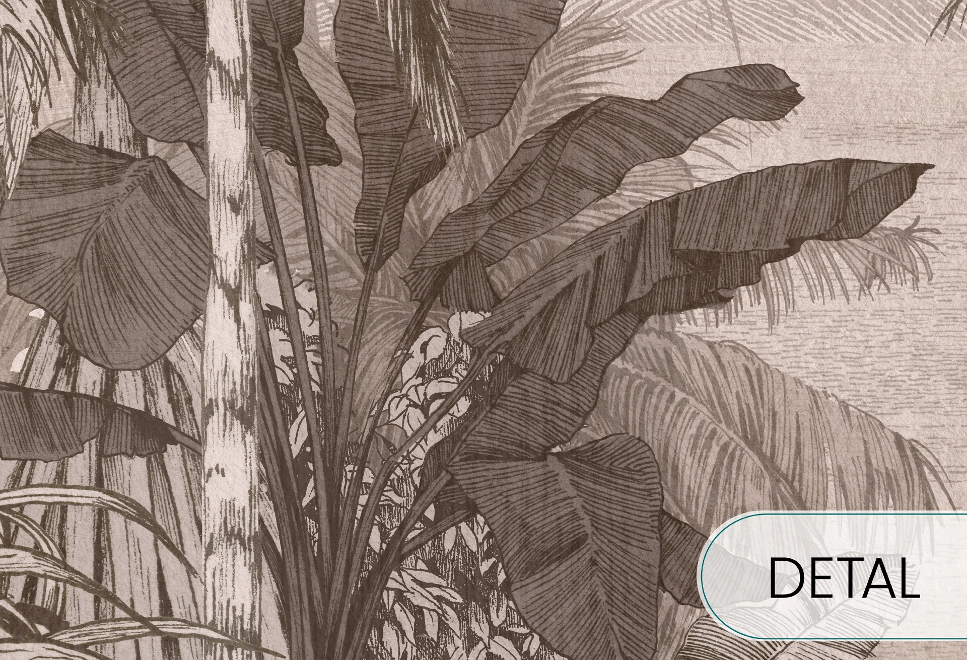 BORNEO - chocolate - klasyczny tropikalny mural palmowy