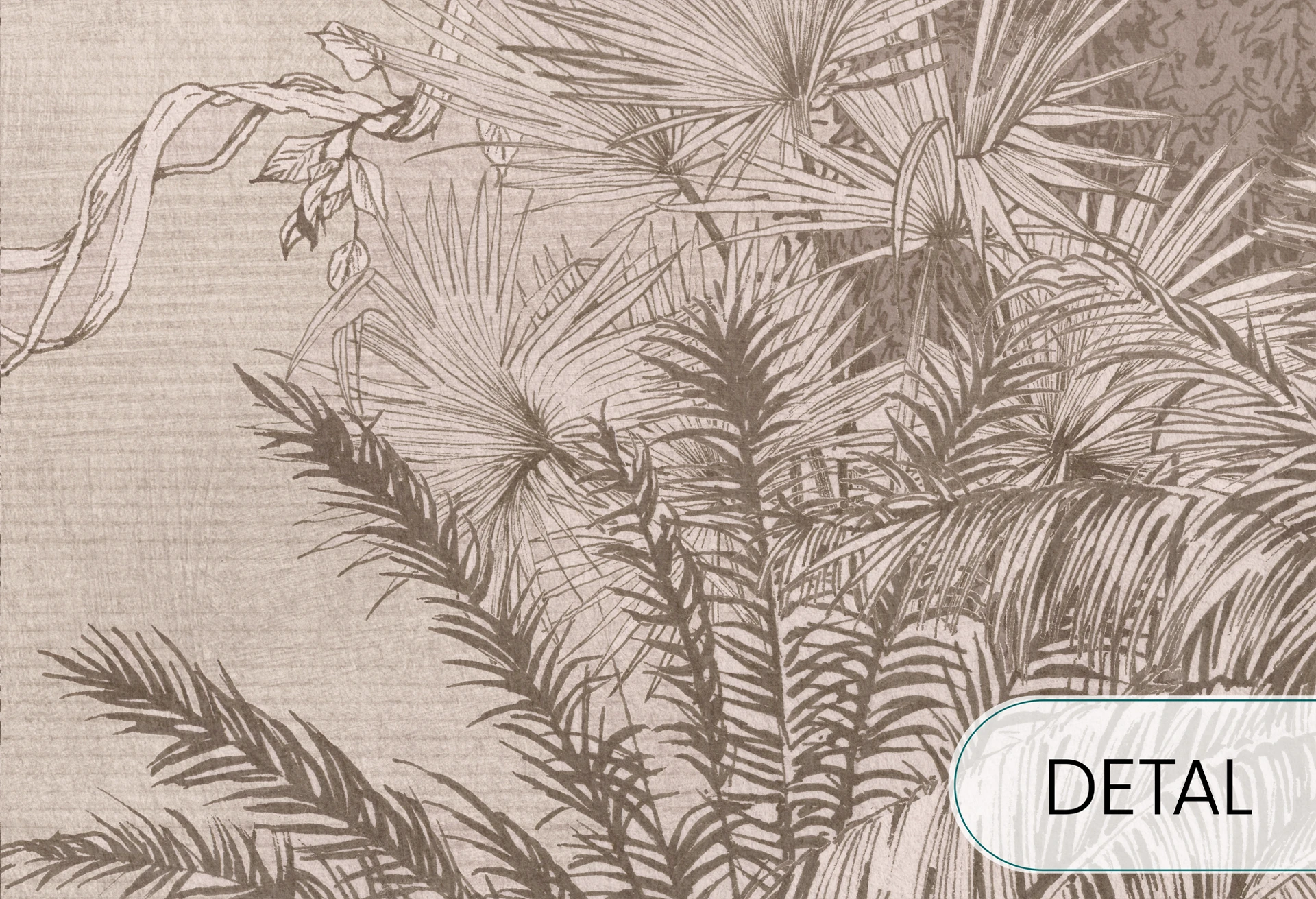 BORNEO - chocolate - klasyczny tropikalny mural palmowy