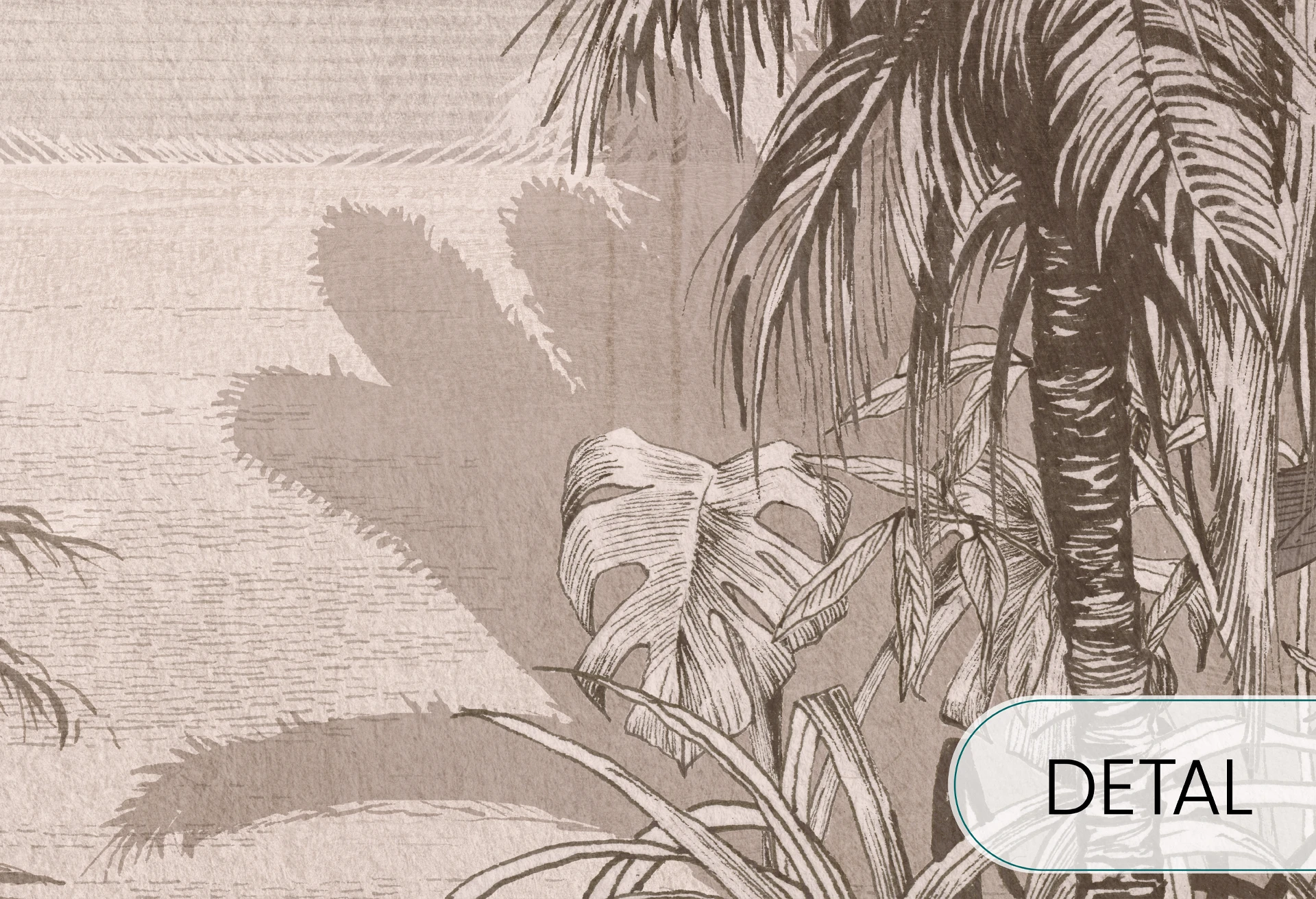 BORNEO - chocolate - klasyczny tropikalny mural palmowy