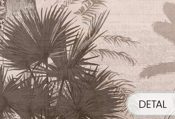 BORNEO - chocolate - klasyczny tropikalny mural palmowy - detal