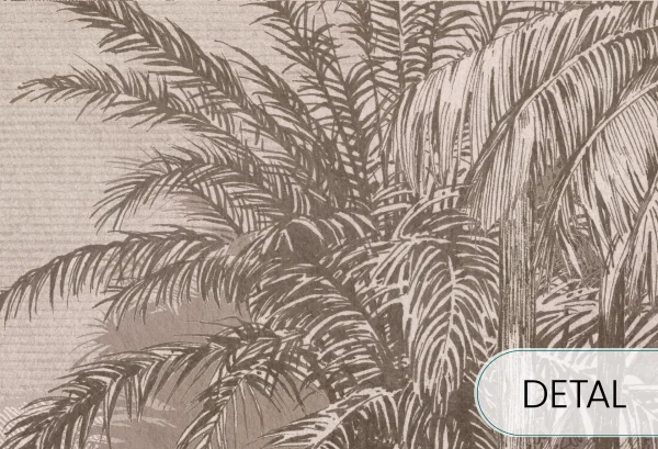 BORNEO - chocolate - klasyczny tropikalny mural palmowy - detal