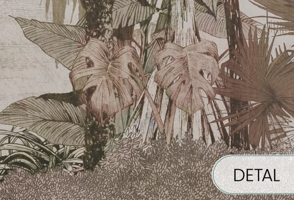BORNEO - green - tapeta w  elegancki, minimalistyczny motyw palm. - detal
