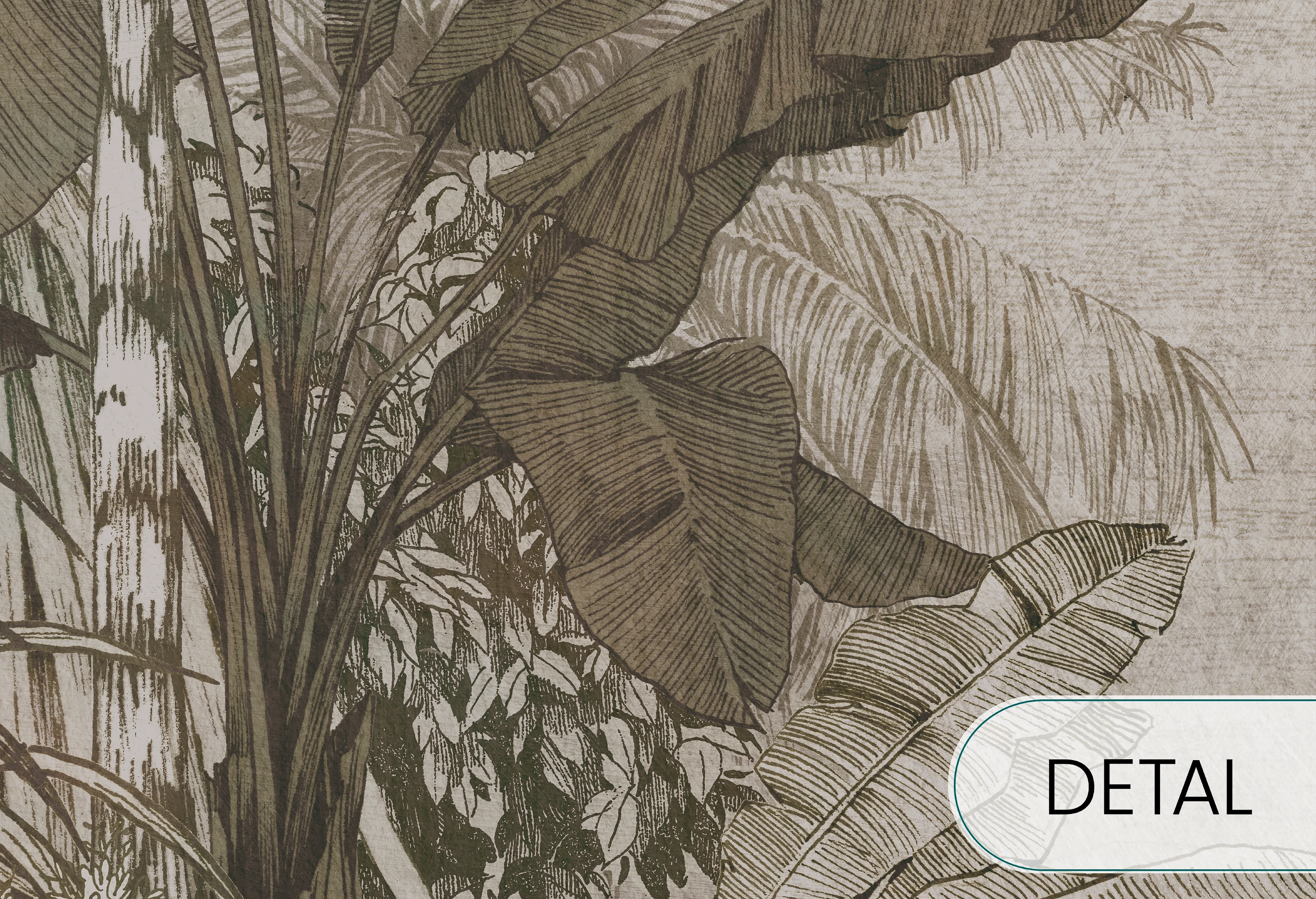 BORNEO - green - tapeta w  elegancki, minimalistyczny motyw palm.