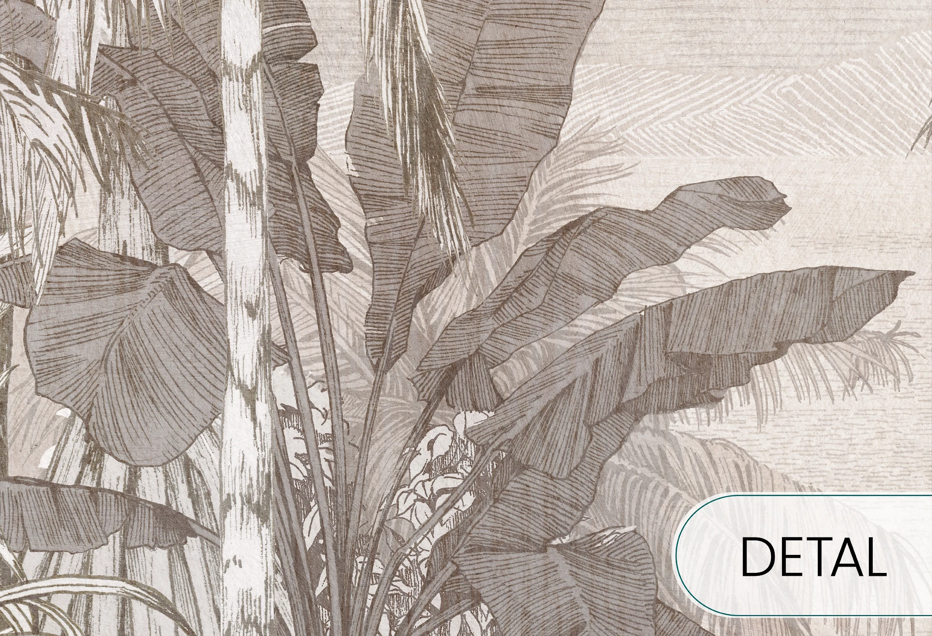 BORNEO - mocha  - tapeta w idealna do salonu lub sypialni z motywem egzotycznym