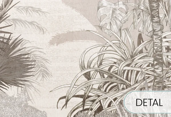 BORNEO - mocha  - tapeta w idealna do salonu lub sypialni z motywem egzotycznym - detal