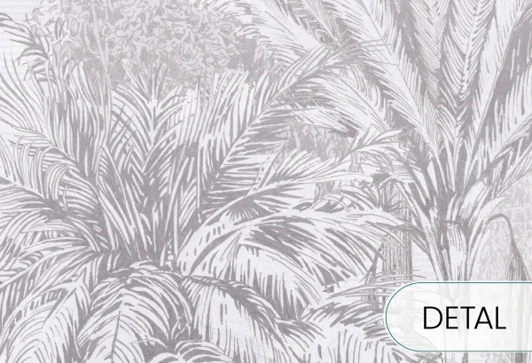 BORNEO - grey - tapeta w idealna do salonu lub sypialni z motywem egzotycznym - detal