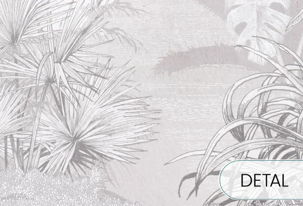 BORNEO - grey - tapeta w idealna do salonu lub sypialni z motywem egzotycznym - detal