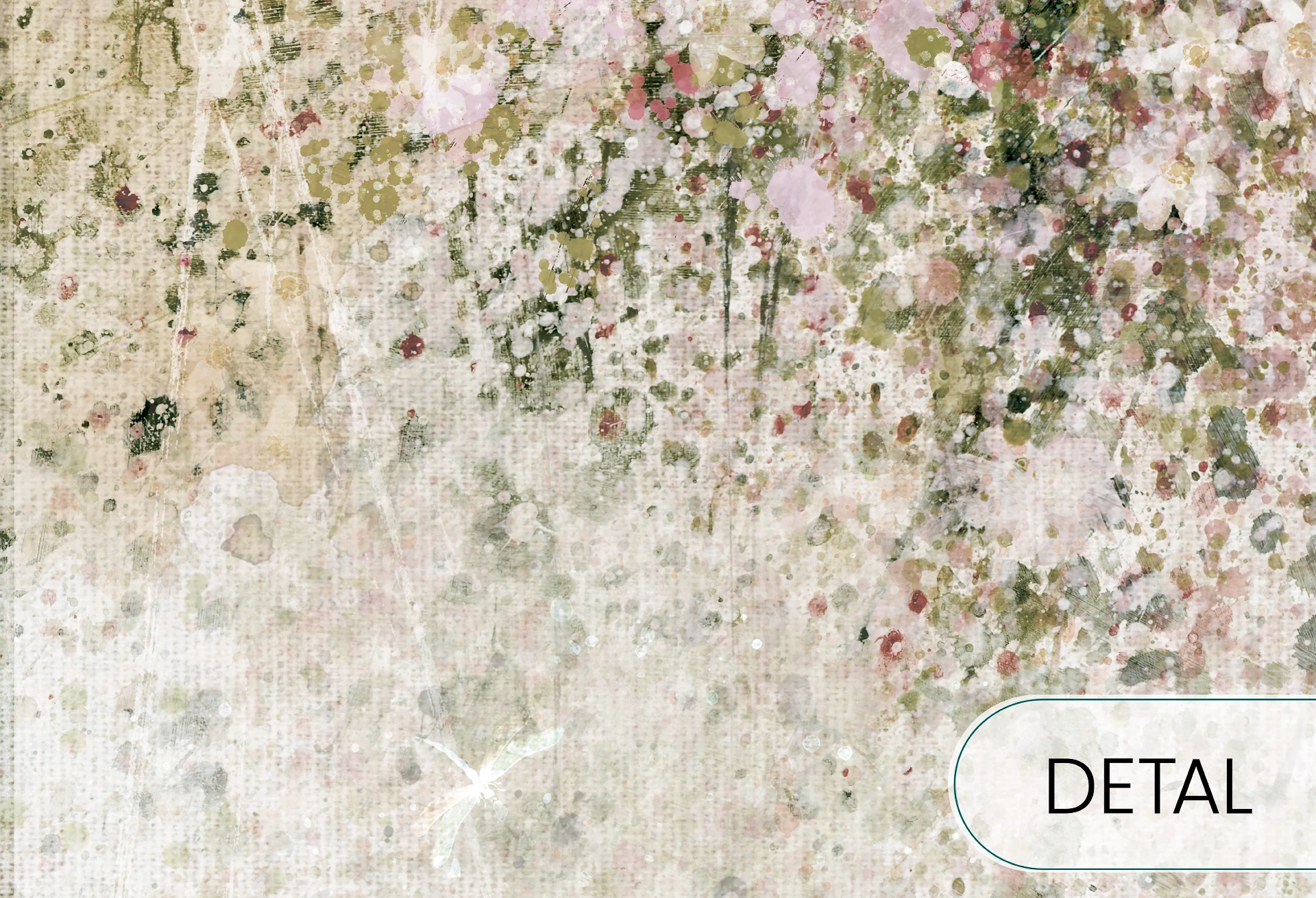 DAISY UP -olive - tapeta w subtelne motywy roślinne do salonu lub sypialni