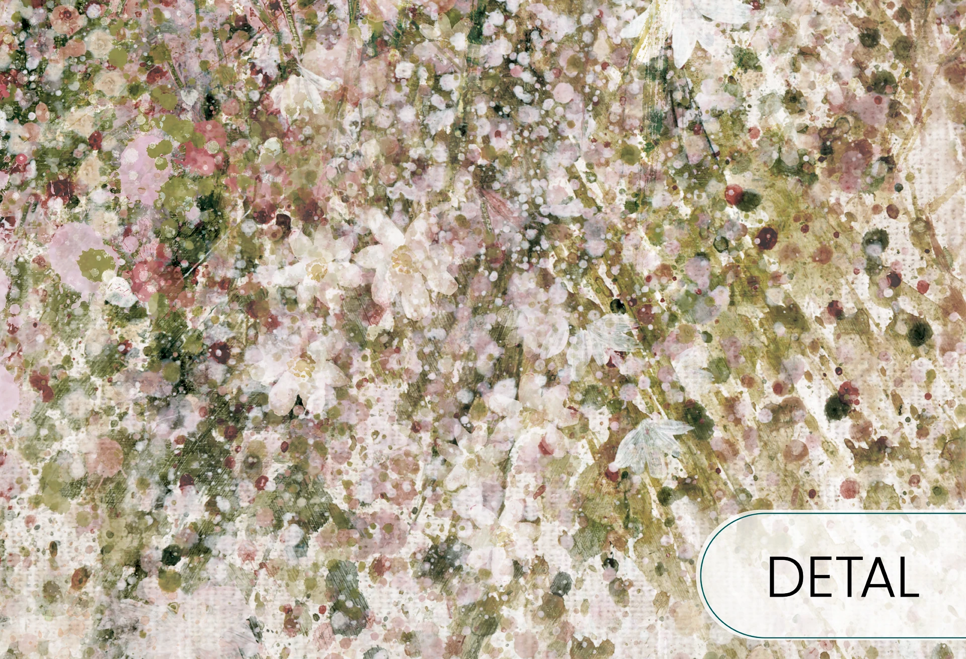 DAISY UP -olive - tapeta w subtelne motywy roślinne do salonu lub sypialni