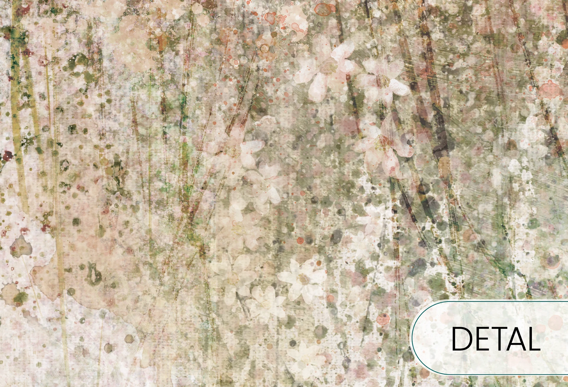 DAISY UP -olive - tapeta w subtelne motywy roślinne do salonu lub sypialni