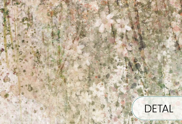 DAISY UP -olive - tapeta w subtelne motywy roślinne do salonu lub sypialni - detal