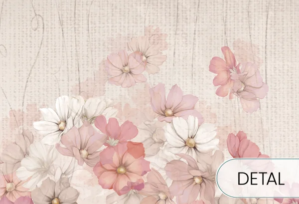 ARIOSA - pink - tapeta w pastelowe kwiaty w odcieniach różu do salonu lub sypialni - detal