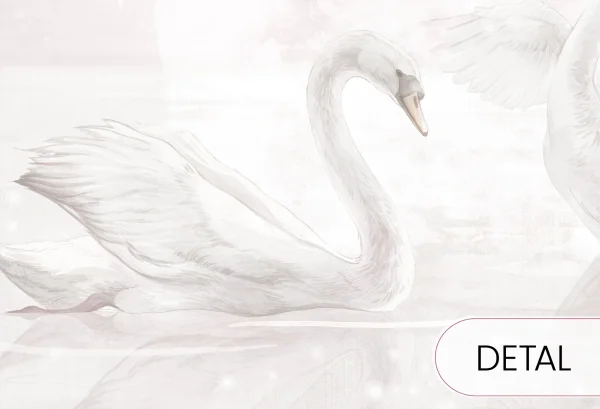 AMORE MIO NIGHT - desert rose - baśniowa tapeta z łabędziami w odcieniu brudnego różu do pokoju dziecka - detal