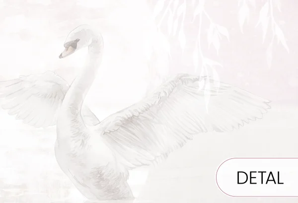AMORE MIO NIGHT - desert rose - baśniowa tapeta z łabędziami w odcieniu brudnego różu do pokoju dziecka - detal