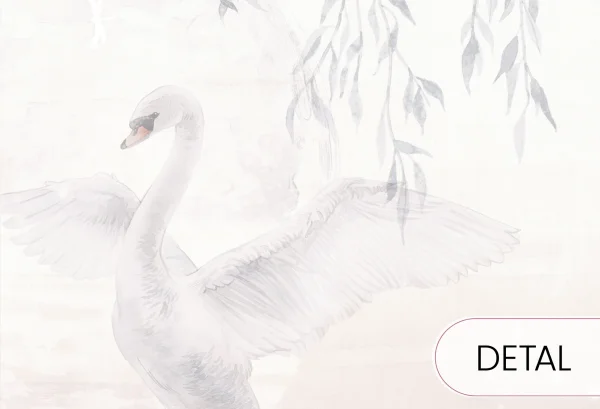 AMORE MIO DAY - pink - baśniowa tapeta z łabędziami w odcieniach delikatnego różu do pokoju dziecka - detal