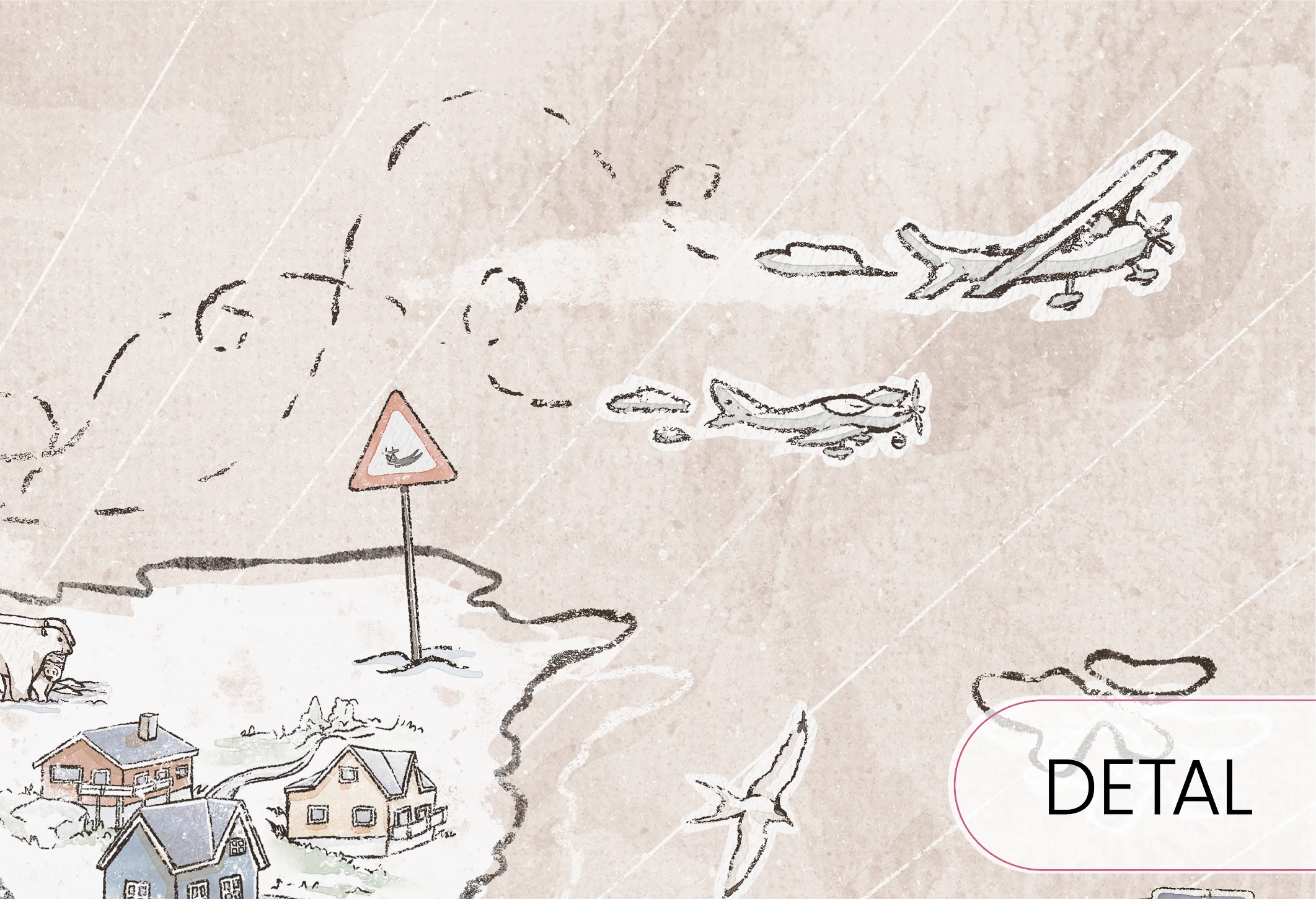 TRIP MAP- beige -  tapeta mapa, idealna do pokoju nastolatka