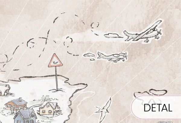 TRIP MAP- beige -  tapeta mapa, idealna do pokoju nastolatka - detal