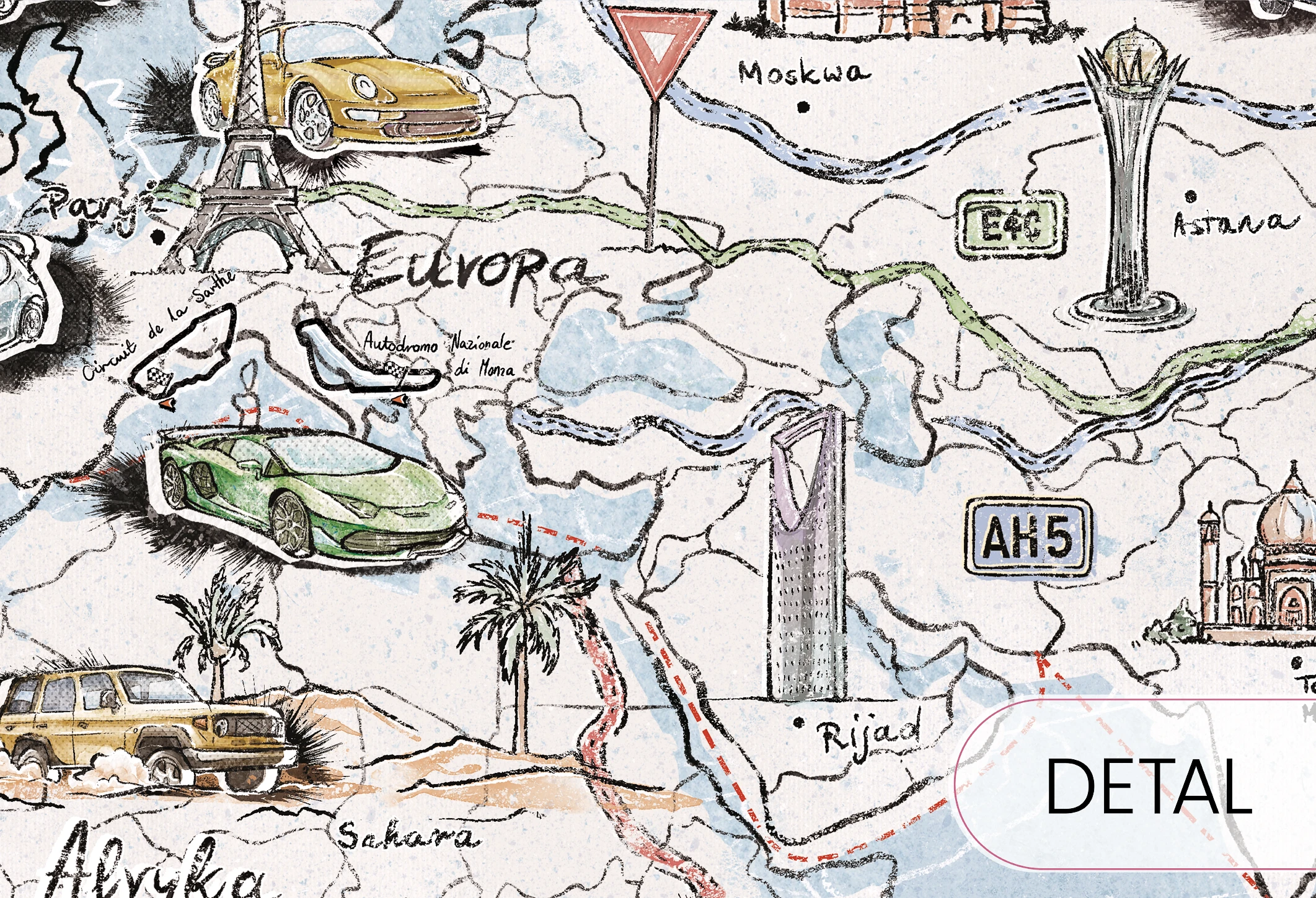 TRIP MAP  - blue- tapeta dla idealna dla chłopaka