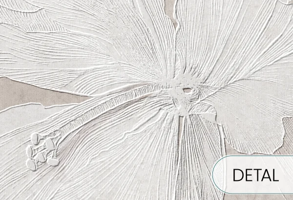 HIBISCUS RELIEF - latte - tapeta w stylu secesyjnym do salonu lub sypialni - detal