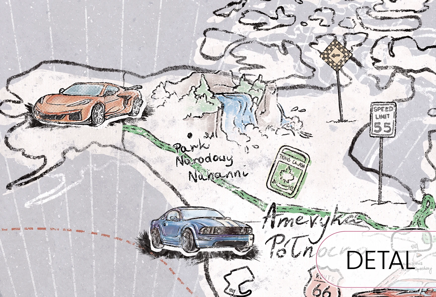 TRIP MAP - light grey - edukacyjna tapeta mapa świata dla małego podróżnika