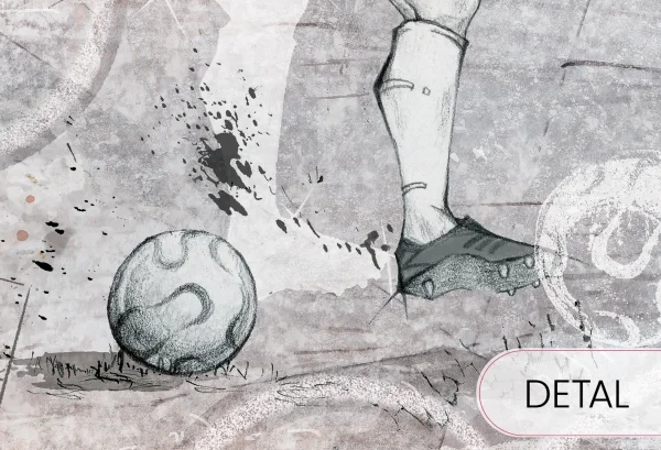 SOCCER - red - dynamiczna tapeta dla małego sportowca z motywem piłkarskim - detal