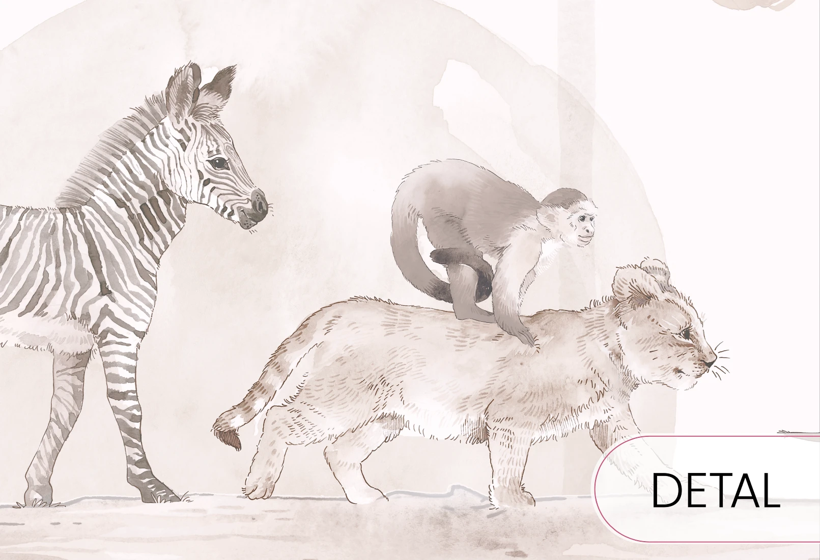 SAFARI - ANIMALS - oatmilk - edukacyjna tapeta z motywem dzikich zwierząt dla dzieci