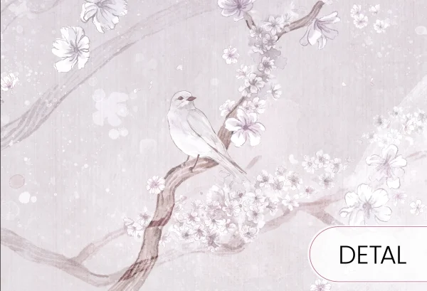 MAGNOLIA - lavender - fioletowa tapeta dla nastolatki w kwiaty magnolii - detal