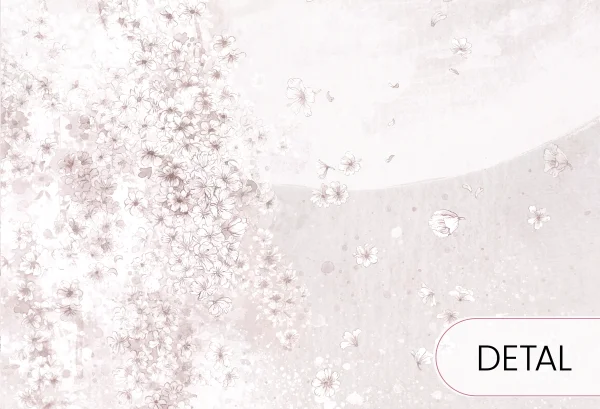 BIRDSONG - almond - neutralna tapeta dziecięca z kwiecistym drzewem - detal