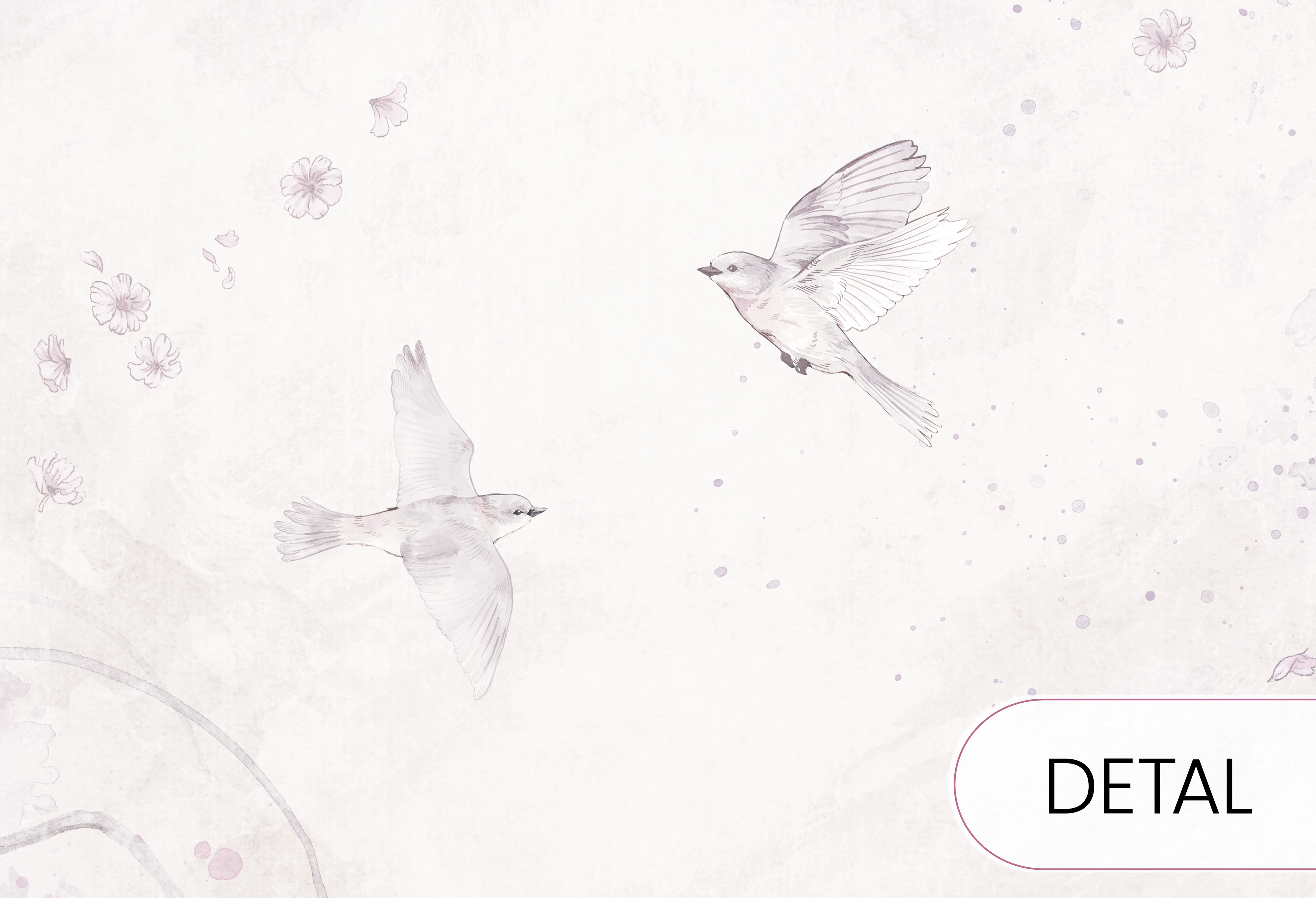 BIRDSONG - lavender - tapeta dla dzieci z drzewem w odcieniach fioletu