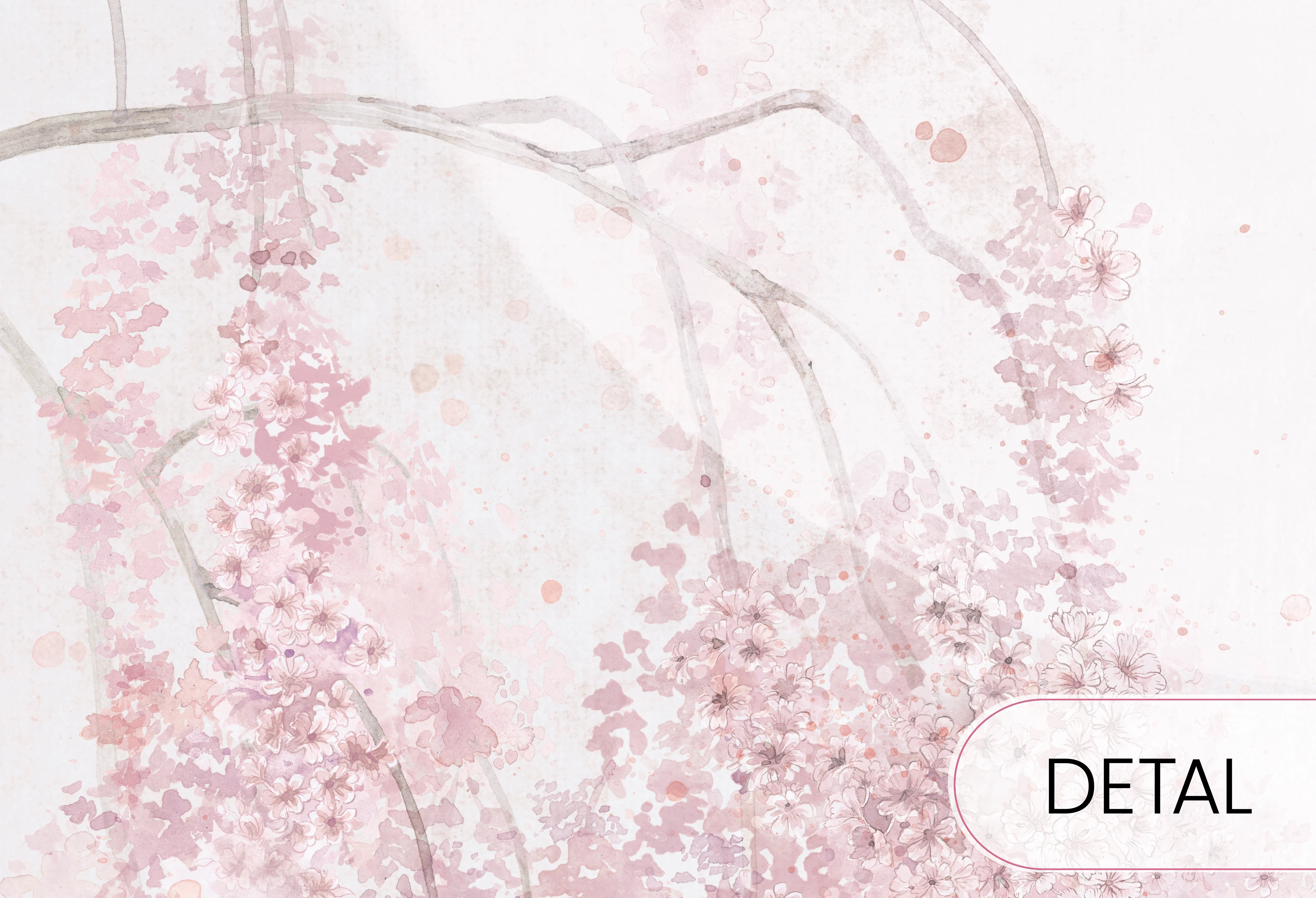 BIRDSONG - pink - różowa tapeta do pokoju dziewczynki w kwiaty
