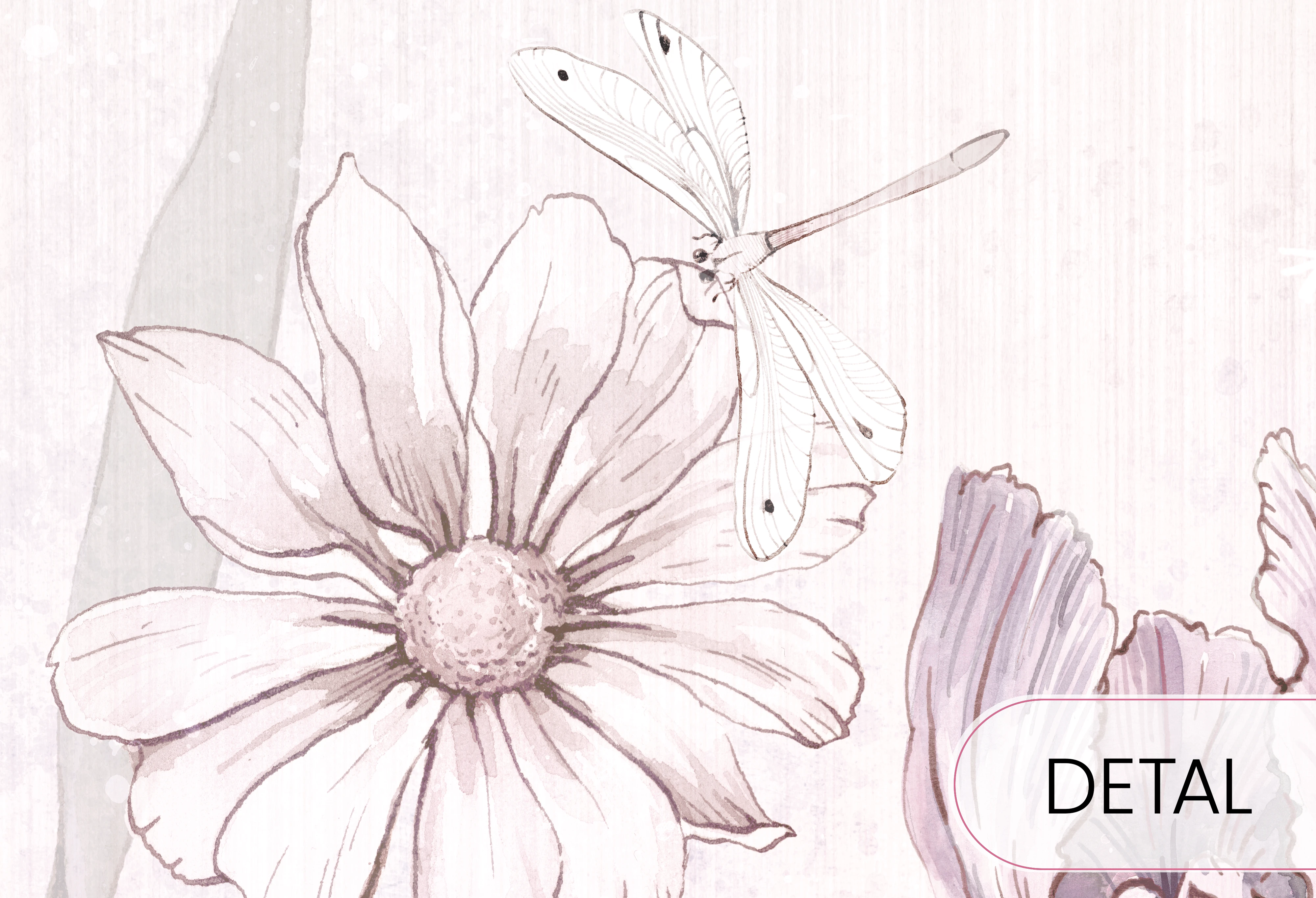 SPRING JOY - lavender - lawendowa tapeta dziewczęca w polne kwiaty