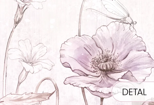 SPRING JOY - lavender - lawendowa tapeta dziewczęca w polne kwiaty - detal