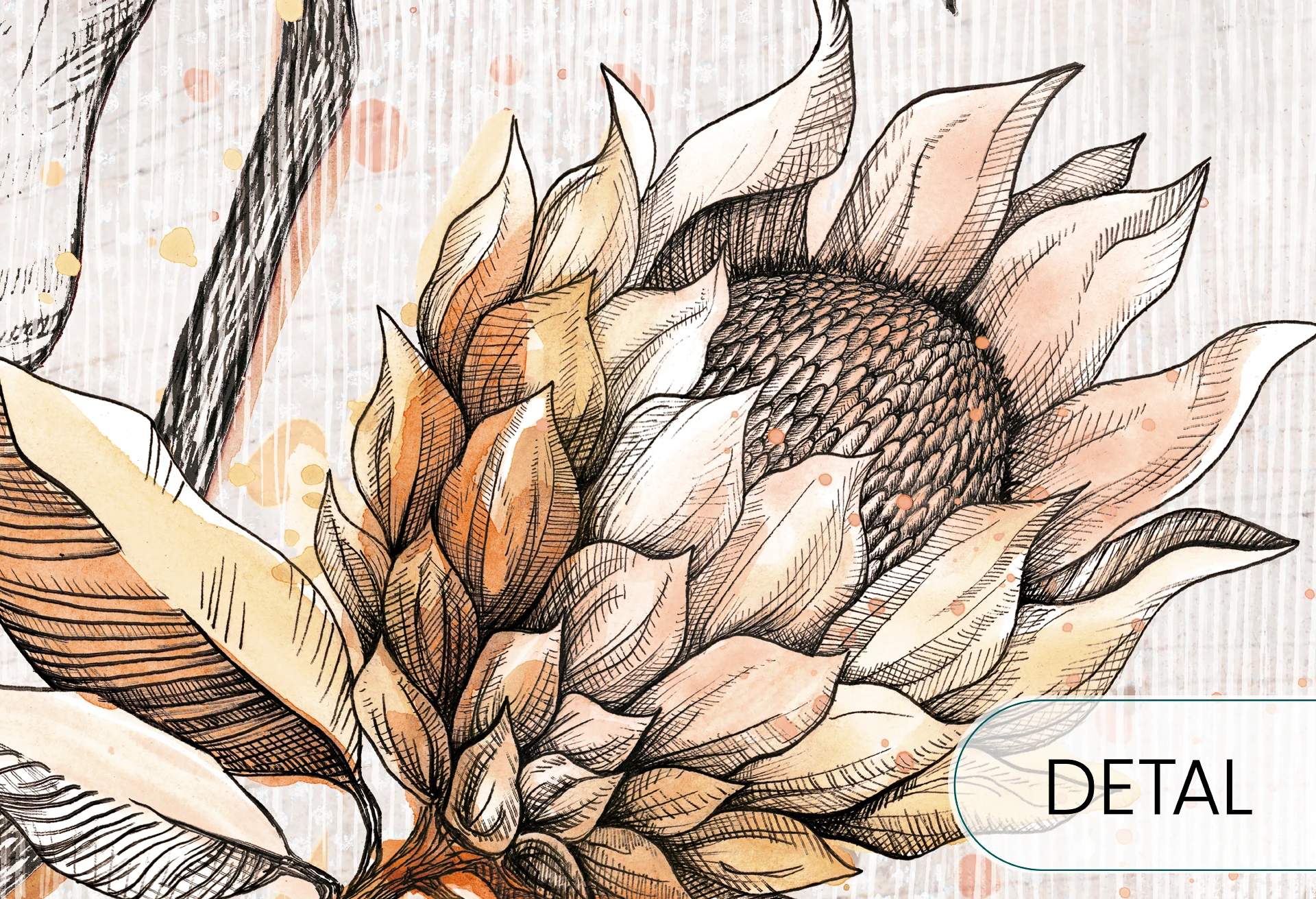 PROTEA - autumn - nowoczesna tapeta w jesiennych barwach do salonu