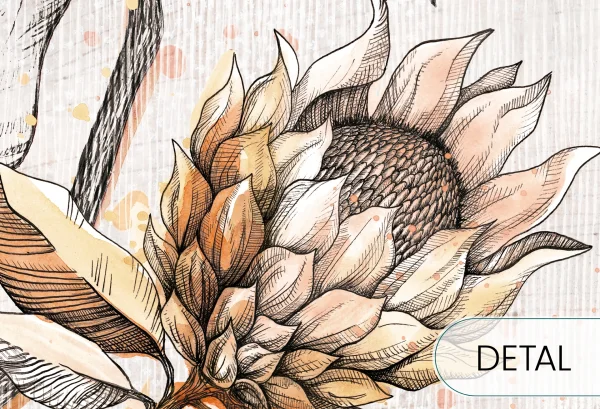 PROTEA - autumn - nowoczesna tapeta w jesiennych barwach do salonu - detal