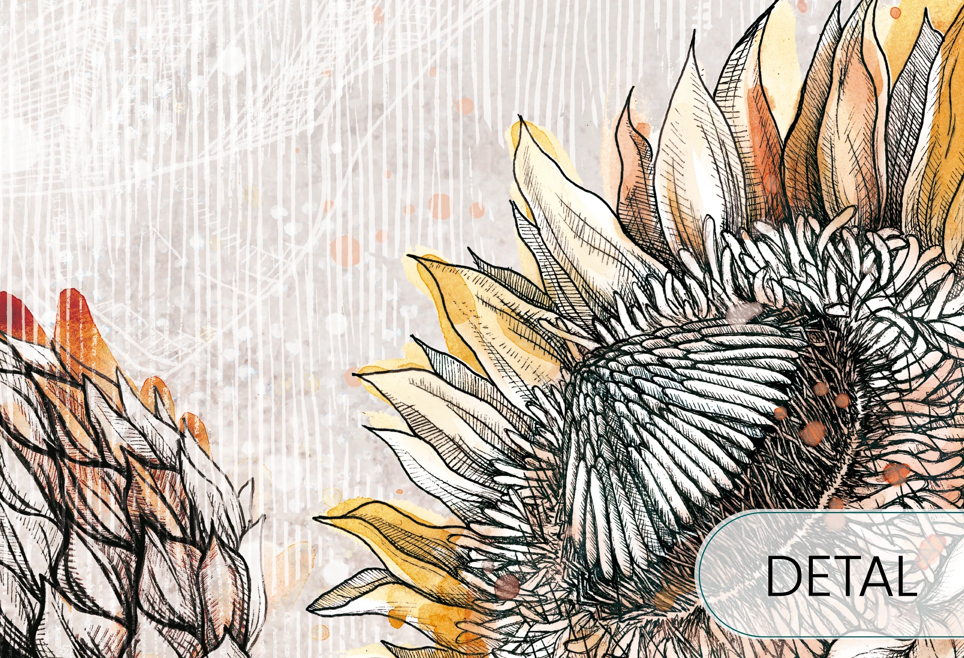 PROTEA - autumn - nowoczesna tapeta w jesiennych barwach do salonu