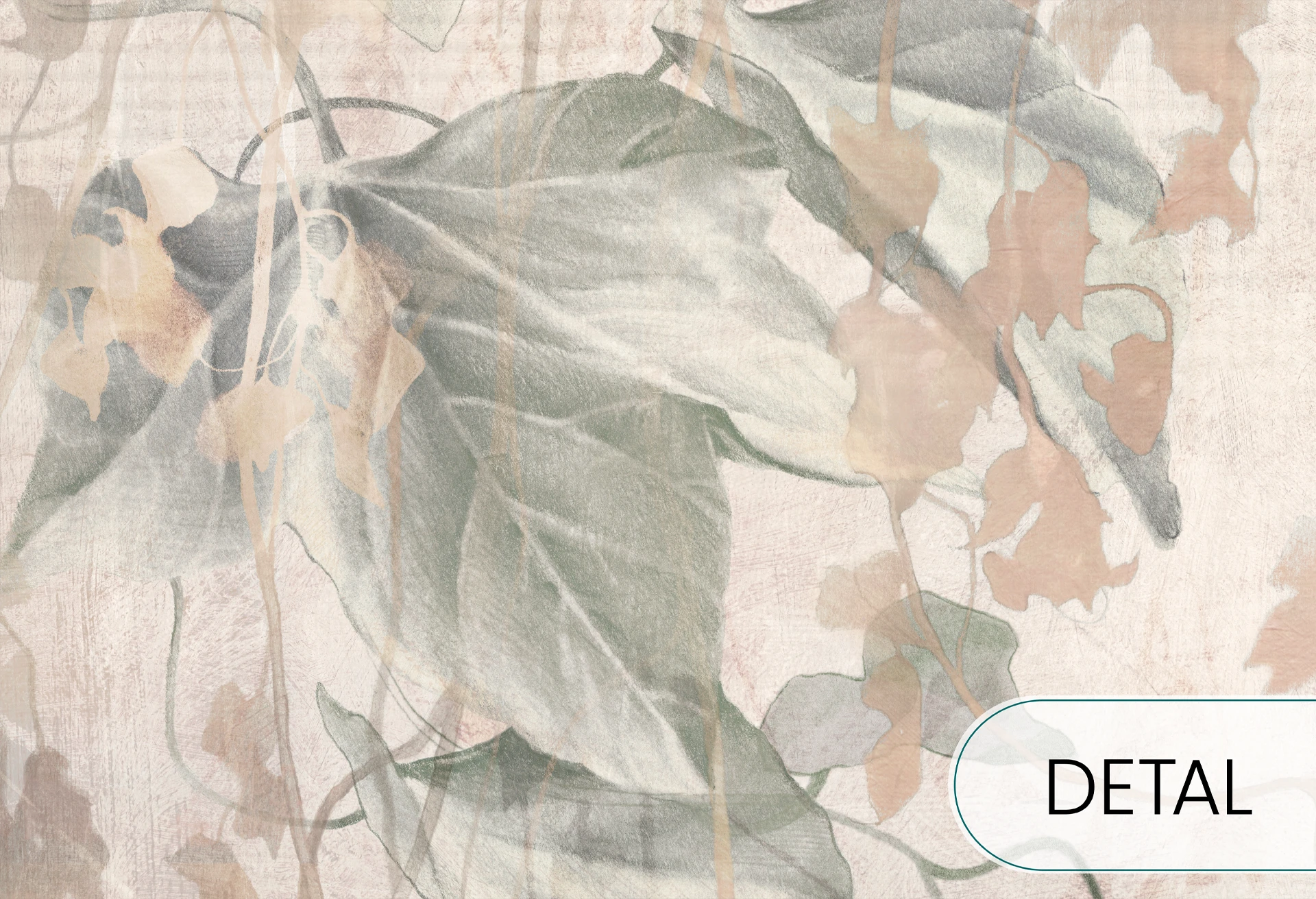 EDERA -  sage green - kwiecista tapeta do sypialni i salonu w naturalnych kolorach