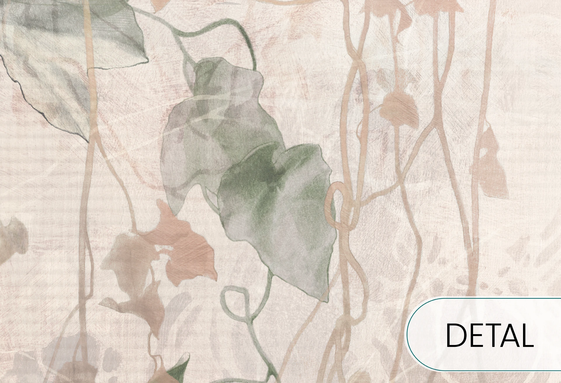 EDERA -  sage green - kwiecista tapeta do sypialni i salonu w naturalnych kolorach