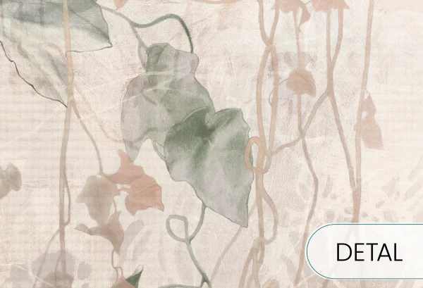 EDERA -  sage green - kwiecista tapeta do sypialni i salonu w naturalnych kolorach - detal